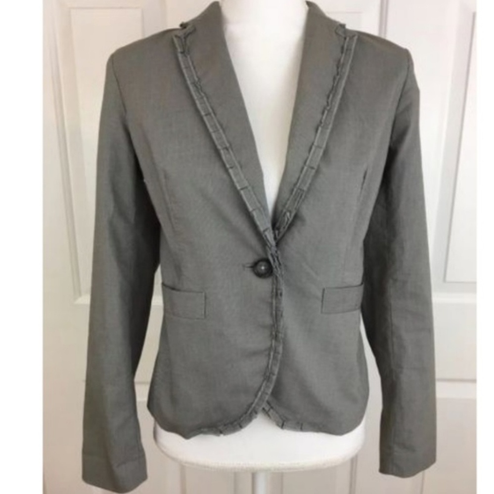 Banana Republic Grey Micro Checkered Blazer